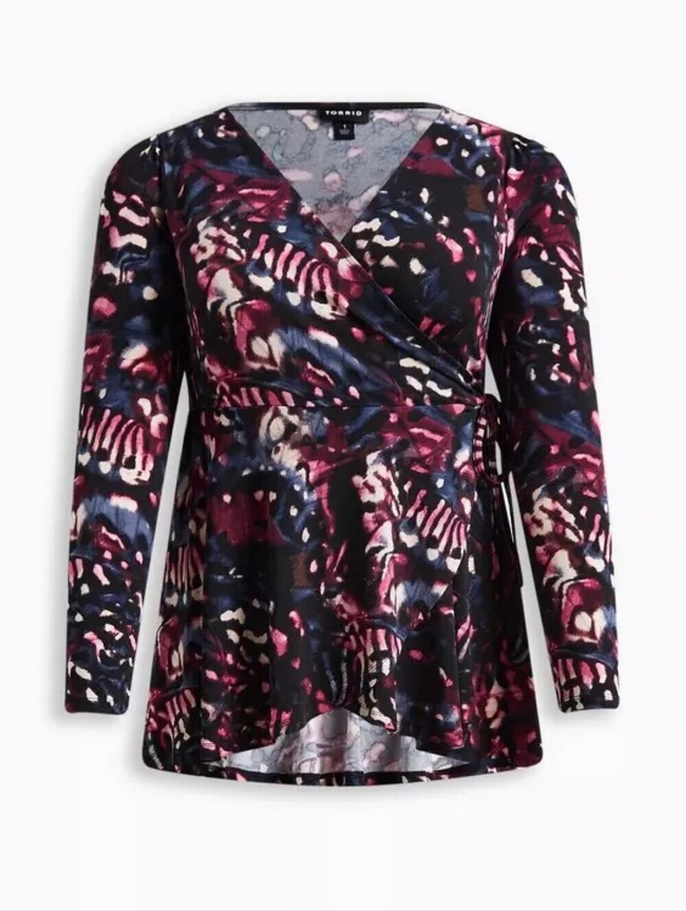 2X • Torrid • Studio Knit Surplice Wrap Colourful Abstract Long Sleeve Top